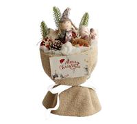 Christmas Bouquet - Christmas Floral Arrangement Artificial Preserved Flowers, Indoor Table Decor With Light, Artificial Flowers Doll Bouquet Gift For Women, Long-Lasting Handmade Floral Arrangements