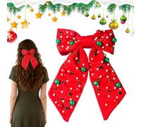 Christmas Bow Hair Clips - Glitter Large Bow Christmass | Hair Clips, For Women Girls Party Holiday Celebration Festive Christmas Event and Family Gathering