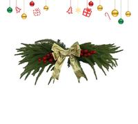 Christmas Bow Wreath - Decoración de Pino de 19 Pulgadas, decoración de Navidad Artificial con Bayas Rojas y | Pine Winter Door Wreaths for Mirror Wall Coat Living Room Bedroom Kitchen Office