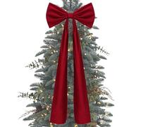 Christmas Bows - Large Velvet Bow Decor, Oversized Velvet Christmas Bow for Tree Topper and Wreath Garland | 180x50cm Holiday Ornament for Indoor Outdoor Mantel Front Door Porch Patio Living Room