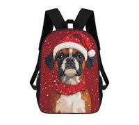 Christmas Boxer Dog with Santa Hat Festive Christmas Pet Portrait Mochila Escolar Para Niñas Mochila Impermeable Mochila Informal De Día Mochila Ligera Para Niño Y Niña Mochila Escolar 17inch
