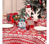 Christmas Boxes - 50 Pieces Christmas Eve Gift Box, Christmaas Treat | 3d Holiday Goodie Box, House-Shaped Holiday Wrapping Boxes With Handles, 4 Patterns For Treat Cookie Candy