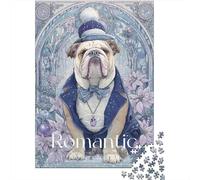 Christmas Bulldog Greeting Card Puzzle Imposible,desafío para Adultos Juego Educativo 1000 Piezas Obra De Arte De Juego De para Adultos Y Niños Mayores De 12 Años 38x26cm/1000pcs