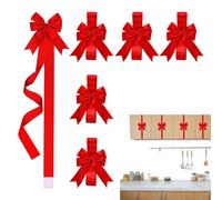 Christmas Cabinet Bows - Holiday Ribbon Decor Tree Wreath Front Door Window Wall Kitchen | 6 Pieces Red Green Large Ribbon Bows with Wire Tie, Festive Decoration for Indoor Outdoor Home Farmhouse