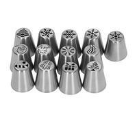 Christmas Cake Decorating Tips | 13 Stainless Steel Frosting Nozzles for Snowflakes/Trees/Bells | DIY Cupcake & Cookie Decorating Kit