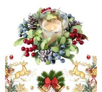Christmas Candle Rings - Artificial Holiday Greenery Centerpiece, 7.87x2.36 inches Festive Table Decoration with Lifelike Accents, Seasonal Arrangement, Elegant Display Accessory fo Candle Styling