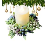Christmas Candle Rings - Artificial Holiday Greenery Centerpiece, 7.87x2.36 inches Festive Table Decoration with Lifelike Accents, Seasonal Arrangement, Elegant Display Accessory fo Candle Styling