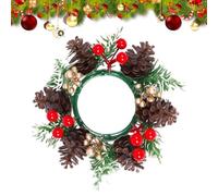 Christmas Candle Rings - Christmas Decor Table Centerpieces - Wreath Rings Kitchen Table Centerpieces | for Holiday Winter Fall Party Wedding Cabinet Dining Desktop Fireplace