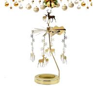 Christmas Candle Spinner| Gold Metal Rotary Holder with Angel Figures No Batteries Needed, Heat-Powered Motion for Holiday Tabletop, Mantel Decor