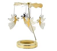 Christmas Candle Spinner| Gold Metal Rotary Holder with Angel Figures No Batteries Needed, Heat-Powered Motion for Holiday Tabletop, Mantel Decor