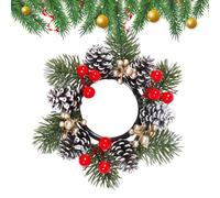 Christmas Candle Wreath - Floral Wreath | Artificial Candle Wreaths with Red Berries |Artificial Christmas Decorations | Candles Holder Garland Cabinet Decor for Holiday Winter Fall Party Wedding