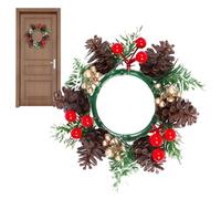Christmas Candle Wreath - Floral Wreath | Artificial Candle Wreaths with Red Berries |Artificial Christmas Decorations | Candles Holder Garland Cabinet Decor for Holiday Winter Fall Party Wedding