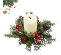 Christmas Candle Wreaths - Christmas Candle Rings For Pillars, Artificial Wreath Çandle Rings,Pillar Candles Holder Ring, Candles Wreaths Red Berries Table Centerpieces, Çhristmas Decorations