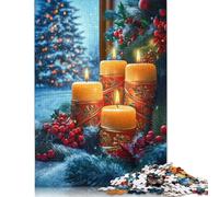 Christmas Candles & Evergreen Rompecabezas Imposible,desafío for Adults Juego Educativo 1000 Piezas Obra De Arte De Juego De para Adultos Y Niños 500pcs (52x38cm)