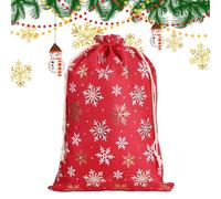 Christmas Candy Bags - Gold Foil Burlap Drawstring Party Supplies | Christmas Holiday Treat Bags for Birthday, Home, Holiday, New Year, Kids or Wedding Party, 11.8x15.7in
