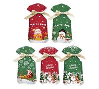 Christmas Candy Bags with Cartoon Design, Drawstring Pouches for Holiday Parties, Home Decoration, Perfect for Wrapping Treats, Food Bags for & Shopping, Cartoon Drawstring Christmas Candy Bags