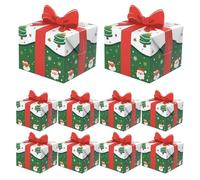 Christmas Candy Boxes - Foldable Gift Container, Red Bow Paper Box for Chocolates with Sturdy Design, Cupcakes Brownies Pastries Snacks Biscuits Donut Holiday Party Treats