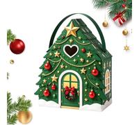 Christmas Candy Chocolate Container Bags With Handle | Cookie Box | Dessert Box For Party Halloween Birthday Easter Valentines Christmas Candy College School Office Movie