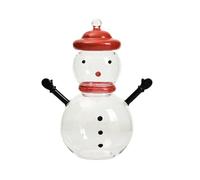 Christmas Candy Jar, Festive Snowman Container, Decorative Glass Treat Holder, With Lid Closure, Tabletop Display Jar for Banquet, Bedroom, Wedding Setup, Holiday, Fiesta, Organizer, Seasonal Piece