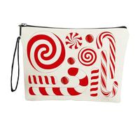 Christmas Candy Makeup Bag, Waterproof Organizer, Spacious Zipper Pouch, Cosmetic Toiletry Bag, Carrying Strap, for Women, Christmas Theme, Red, 1 paquete, 25 x 17 cm, a, Se référer au descriptif,