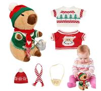 Christmas Capybara Plush - Lindo Capybara Plushles, Juguete de Peluche | Adorable Vestidos Animal con Accesorios de ropa, Regalo educativo interactivo para Niñas niños, decoración de