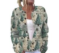 Christmas Cardigan Sweaters for Women 2025 Funny Xmas Open Front Button Down Cardigans Winter Long Sleeves Knitted Coat