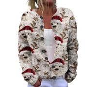 Christmas Cardigan Sweaters for Women 2025 Funny Xmas Open Front Button Down Cardigans Winter Long Sleeves Knitted Coat