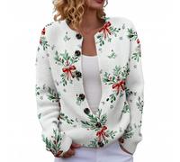 Christmas Cardigan Sweaters for Women 2025 Funny Xmas Open Front Button Down Cardigans Winter Long Sleeves Knitted Coat