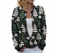 Christmas Cardigan Sweaters for Women 2025 Funny Xmas Open Front Button Down Cardigans Winter Long Sleeves Knitted Coat