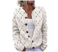 Christmas Cardigan Sweaters for Women 2025 Funny Xmas Open Front Button Down Cardigans Winter Long Sleeves Knitted Coat