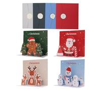 Christmas Cards - 4 Pieces with Envelopes 3D Holiday Paper Art for Kids Adults Friends Coworkers Teachers, Greeting Cards with Festive Blessing Message, Stocking Stuffer and Party Favor Use Design