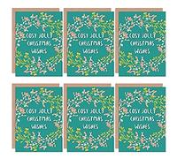 Christmas Cards 6 Pack - Cosy Jolly Wishes Mistletoe Set Xmas Cards Cristo