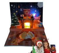 Christmas Cards - Christmas Greeting Cards | Blank Holiday Cards for Men Women Kids | Handmade Santa Projection Fireplace Blessing Cards for Family Friends