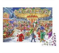 Christmas Carousel Scene Colourful Christmas Fair Carousel 1000 Pieces Jigsaws Adults Beautiful Decoration Home Activity 70x50cm/1000pcs