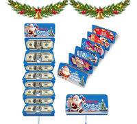 Christmas Cash Gift Envelope, Christmas Cash Envelope with Money Clip, Xmas Surprise Money Holder with 10 Slots for Xmas Party Santa Card Supplies (Blue B)