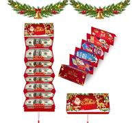 Christmas Cash Gift Envelope, Christmas Cash Envelope with Money Clip, Xmas Surprise Money Holder with 10 Slots for Xmas Party Santa Card Supplies (Red B)