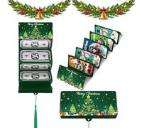 Christmas Cash Gift Envelope, Christmas Cash Envelope with Money Clip, Xmas Surprise Money Holder with 10 Slots for Xmas Party Santa Card Supplies (Green A)