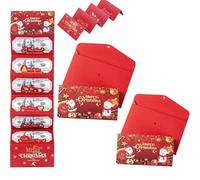 Christmas Cash Gift Envelope with 6 Slots-Festive Money Gift Card Holders for Cash, Gold Foil Santa Design Foldable Wallet for Xmas Gifts, Stocking Stuffers for Family, Friends, Employees (A*2)