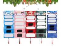 Christmas Cash Sobres - 5 piezas de papel para centavo, 10 ranuras para guardar dinero en efectivo, Holiday Storage Pouch For Bookshelf Under Tree Bedside Home Travel, Decorative Gift Wra