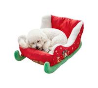 Christmas Cat Bed - Plush Cloth, Pet Nest Sleigh Design, Plush Pet Bed Winter Sleeping Space | Soft Warm Cushion Comfort, Puppy Beds, Pets Nest For Indoor, Outdoor, Home, Bedroom, Living Room