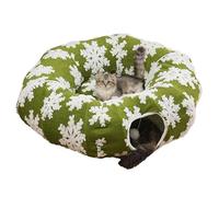 Christmas Cat Bed Tunnel - Donut Shape Plush Kitten Hideaway Nest, Soft Cat Tunnel For Sleeping & Exercise | Washable Kitten Underpass Cushion For Home, Apartment, Bedroom, Winter, Balcony