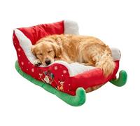 Christmas Cat, Bed with Sleigh Design, Plush Pet Sleeping Nest for Winter Season, Soft Feature, Comfortable Function, Pet Furniture, Holiday Accessory for Interior Outdoor Use