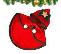 Christmas Cat Cape, Dog Soft Thick Christmas Cloak, Pets Hooded Cloak Winter Outwear with Stars Bow Hat for Small Dogs Cats, Pet Holiday Apparel for Winter, Dog Winter Cloak, Small Dog Christmas Cape