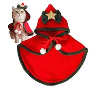 Christmas Cat Cape, Dog Soft Thick Christmas Cloak, Pets Hooded Cloak Winter Outwear with Stars Bow Hat for Small Dogs Cats, Pet Holiday Apparel for Winter, Dog Winter Cloak, Small Dog Christmas Cape