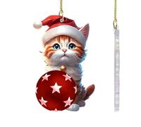 Christmas Cat Car Colgante, Creative Cat Car Charm, 2D Flat Cat Car colgante, Cute Christmas Car Decoration, Acrylic Cat Car Pendant, Holiday Car Pendant, Christmas Cat Charm, Cat Car Charm, Christmas