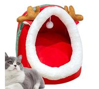 Christmas Cat Cave Bed | Semi-Enclosed Cat Beds for Indoor Cats | Washable Anti-Slip Cat Couch, Removable Cozy Bed for Cats and Small Dogs, Comfortable Pet Supplies for Holiday Comfort