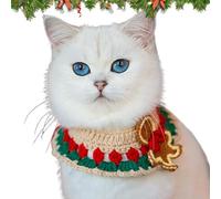 Christmas Cat Collars, Handmade Kitten Collar, Crochet Woolen Pet Bib, Adjustable Cat Scarf, Christmas Pet Scarf, Hand-Woven Cat Collar, Woolen Kitten Collar,