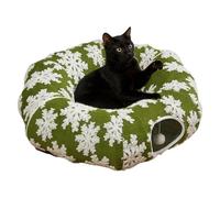 Christmas Cat Tunnel Bed - Cat Donut Nest, Washable Kitten Tunnel Cushion, Kitten Donut Bed | Soft Kittens Donuts Tunnels For Living Room Balcony Enrichment Home Bedroom Exercise Winter Sleeping