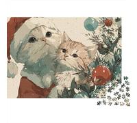 Christmas Cats Art Print Puzzles Imposible,desafío para Adultos Juego Educativo 1000 Piezas Obra De Arte De Juego De para Adultos Y Niños A Partir De 12 Años 52x38cm/1000pcs