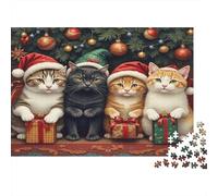 Christmas Cats Gift Colourful Christmas Cats with Gifts 1000 Pcs Jigsaws for Adults The Impossible Challenge Brain Development 70x50cm/1000pcs